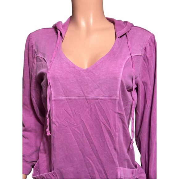 Pulp Women's long sleeve purple v-neck drawstring hoodie top L - Picture 4 of 6
